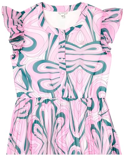 GUESS Girls' Short Sleeve Chiffon Fit and Flare Pleated Dress2