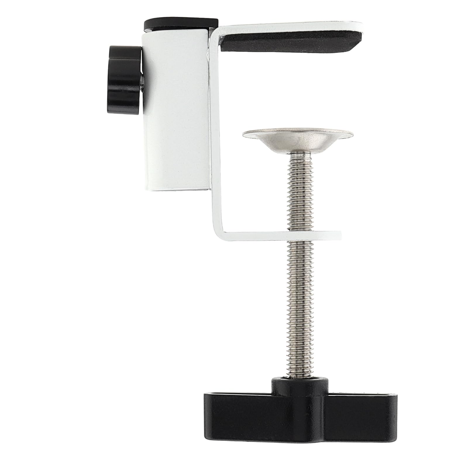 Supporto a clip in acciaio al carbonio con morsetto a C per fotocamera/monitor, supporto da scrivania e tavolo, universale per microfono e tablet (bianco)