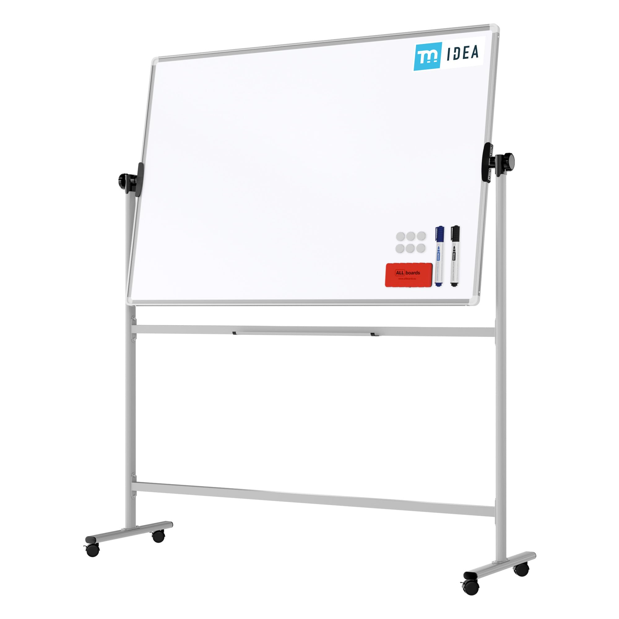 ALLboards Mobile Whiteboard: TM Idea Mobile Whiteboard – Double-Sided, Rotating, Magnetic, Dry-Wipe – 150x100 cm – Flex Series — image 1
