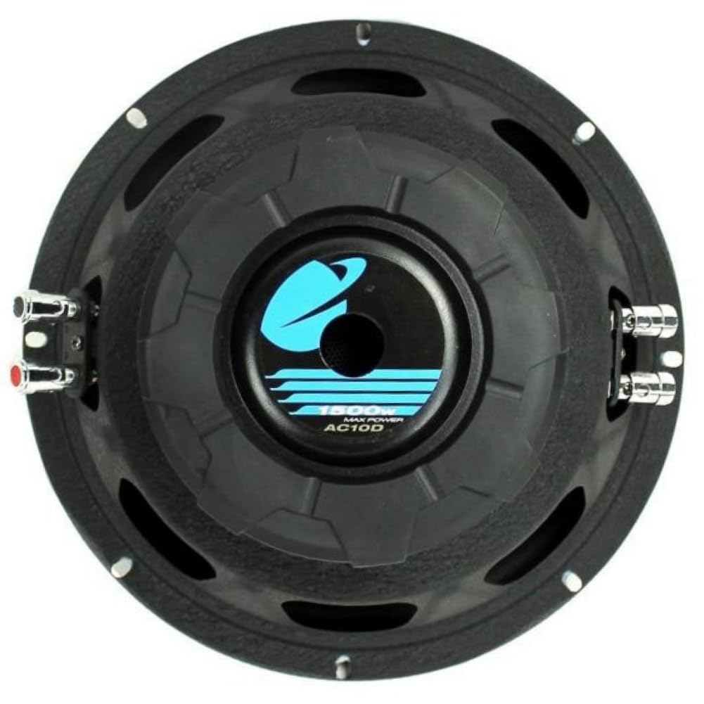 KIT SET PER PLANET AUDIO AC10D 1 subwoofer da 25 cm 250 mm 10", 750 watt rms e 1500 watt max, dvc, dual voice coil, doppia bobina 4 ohm, per auto, o in cassa, 1 pezzo + anello di montaggio