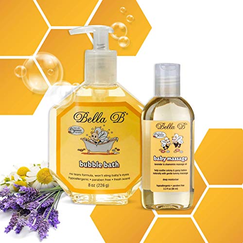 Image of BELLA B Bundle: Bubble Bath 8 oz and Baby Massage Oil 3.3 oz, Baby Gift (Bundle)