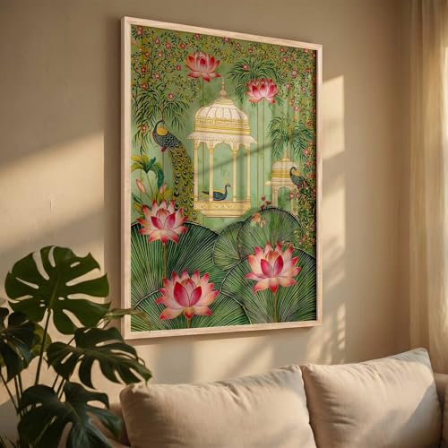 Image of kotart Madhubani Art Wall Painting Traditional Home Decoration With Frame For Living Room Bed Room Hotel Wall Decor Digital Reprint (19x25 inch)