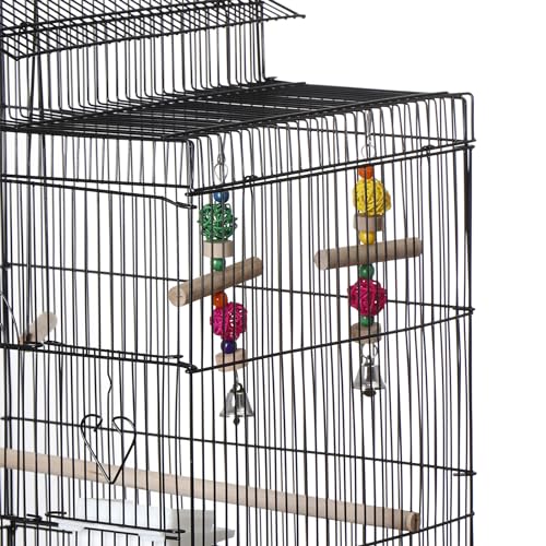 39-Inch Roof Top Bird Cage Large Flight Parrot Cage w/Toys for Small Quaker Cockatiel Sun Conure Parakeet Finch Green Cheek Conure Budgie Lovebird - Image 5