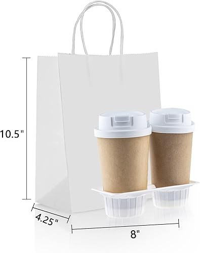 Miniatura 8 de TOWRAP Bolsas de regalo rosadas, 25 bolsas de papel kraft de 8 x 4.25 x 10.5 pulgadas con asas a granel, bolsas de compras, bolsas de fiesta, bolsas