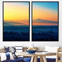 2 Piece Framed Canvas Wall Art Sunset in The Mountains Canvas Prints Home Artwork Decoration for Living Room,Bedroom - 16