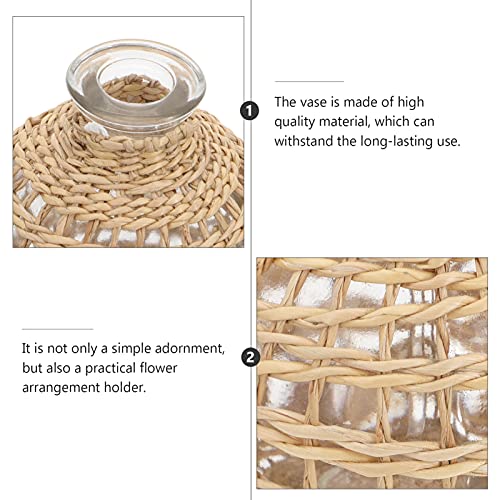 DOITOOL Glass Farmhouse Vases Clear Flower Bud Vase with Wrapped Rope Coastal Style Hydroponic Vase Vintage Country Vase Planter Table Centerpiece - Image 9