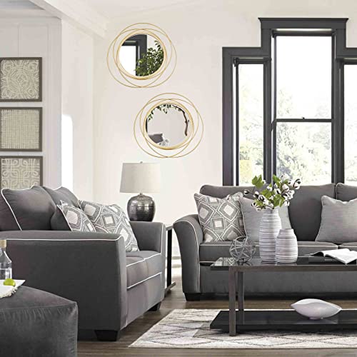 2 Set 15.7'' Gold Circle Mirrors Wall Decor Iron Frame Mirrors Wall Art Round Mirrors Home Decor Hanging Mirrors For Living Room/Bedroom/Bathroom/Entryway (Medium Size 15.7 Inch,Circles) #TOP1