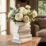 Solsew Ceramic Book Shaped Vase for Flowers 7' x 5.9' x 4.1', White