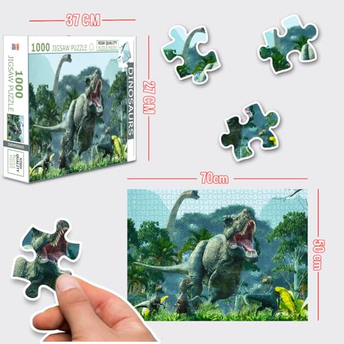 Image of Dinosaurs Puzzle Box - 1000 Piece Jigsaw Puzzle | Prehistoric Adventure Brain Game | Educational Gift for Kids and Dinosaur Lovers