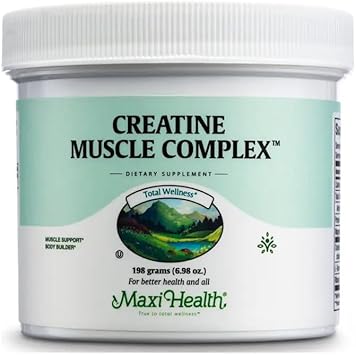Maxi Health Creatine Monohydrate Powder Pure Creatine Powder with L-Taurine & Ribose for Energy, Strength, Muscle Gain Vegan & Kosher 30 Servings