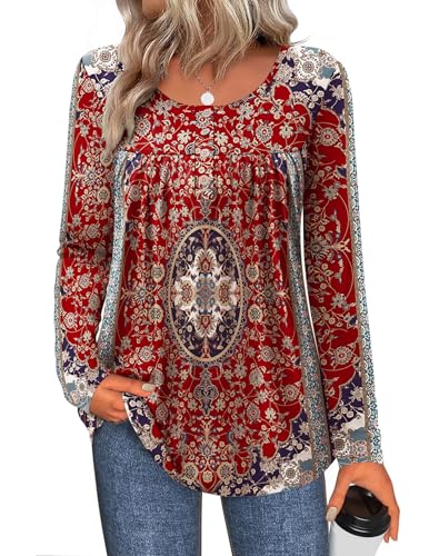 Zeagoo Women Tunic Tops Dressy Casual Fall Long Sleeve Shirts