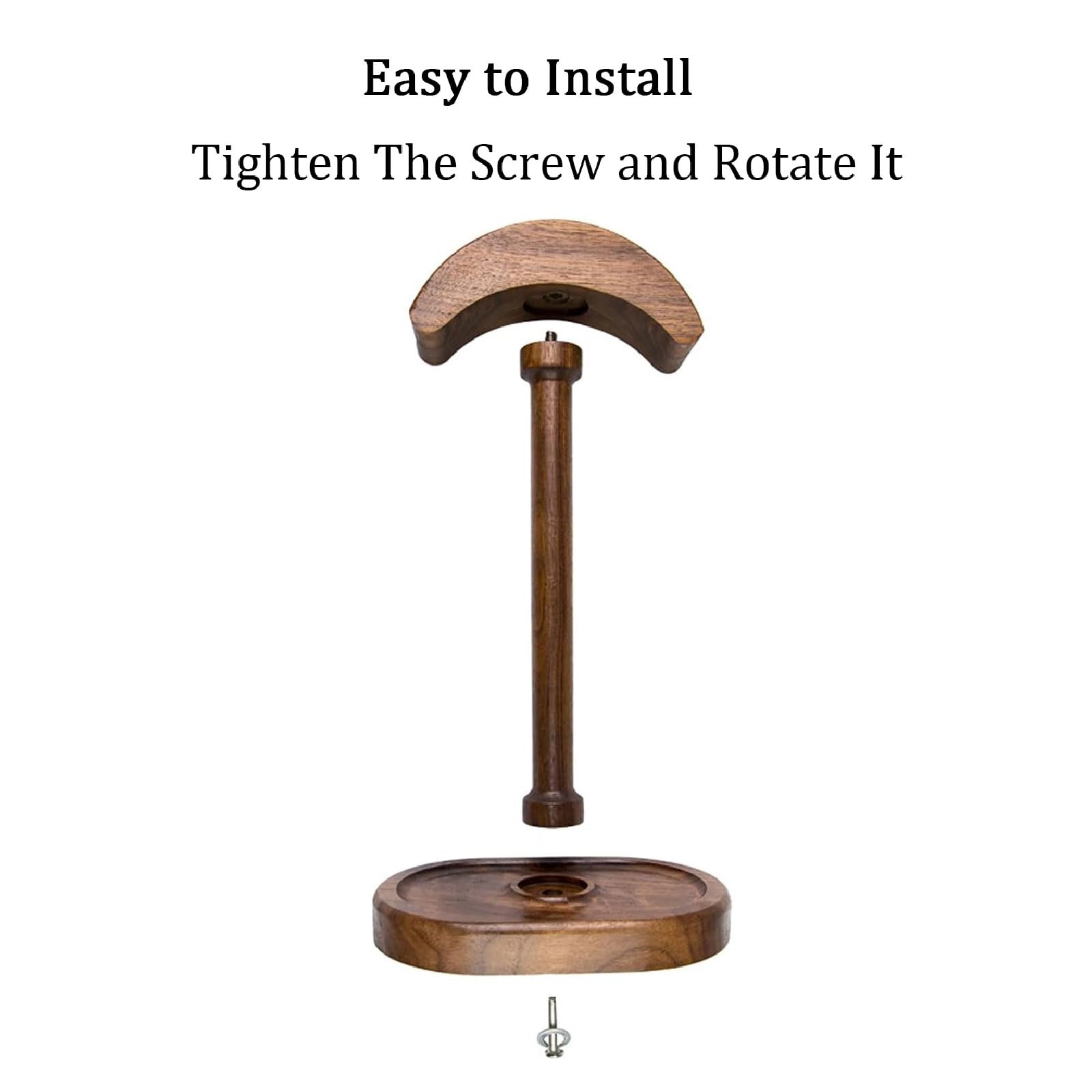 TOMRAIN Soporte para Auriculares de Madera Maciza, Soporte para Auriculares de Escritorio, Soporte para Auriculares de Nogal Negro, Colgador de Auriculares Multifuncional para Todos los Auriculares