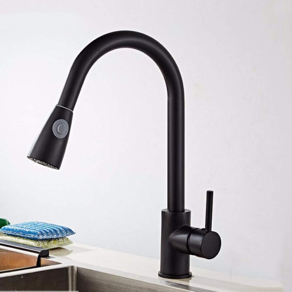 Kitchen Mixer tap Black Kitchen Washing Pot Faucet Cold and Hot Pull Type Expansion Rotation,Black B Needed