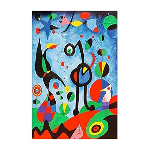 JZSDGB Joan Miro Ogród, 1925 druk artystyczny, bez ramy, 30 x 45 cm, żywe kolory, surrealistyczny styl, sztuka ścienna do salonu