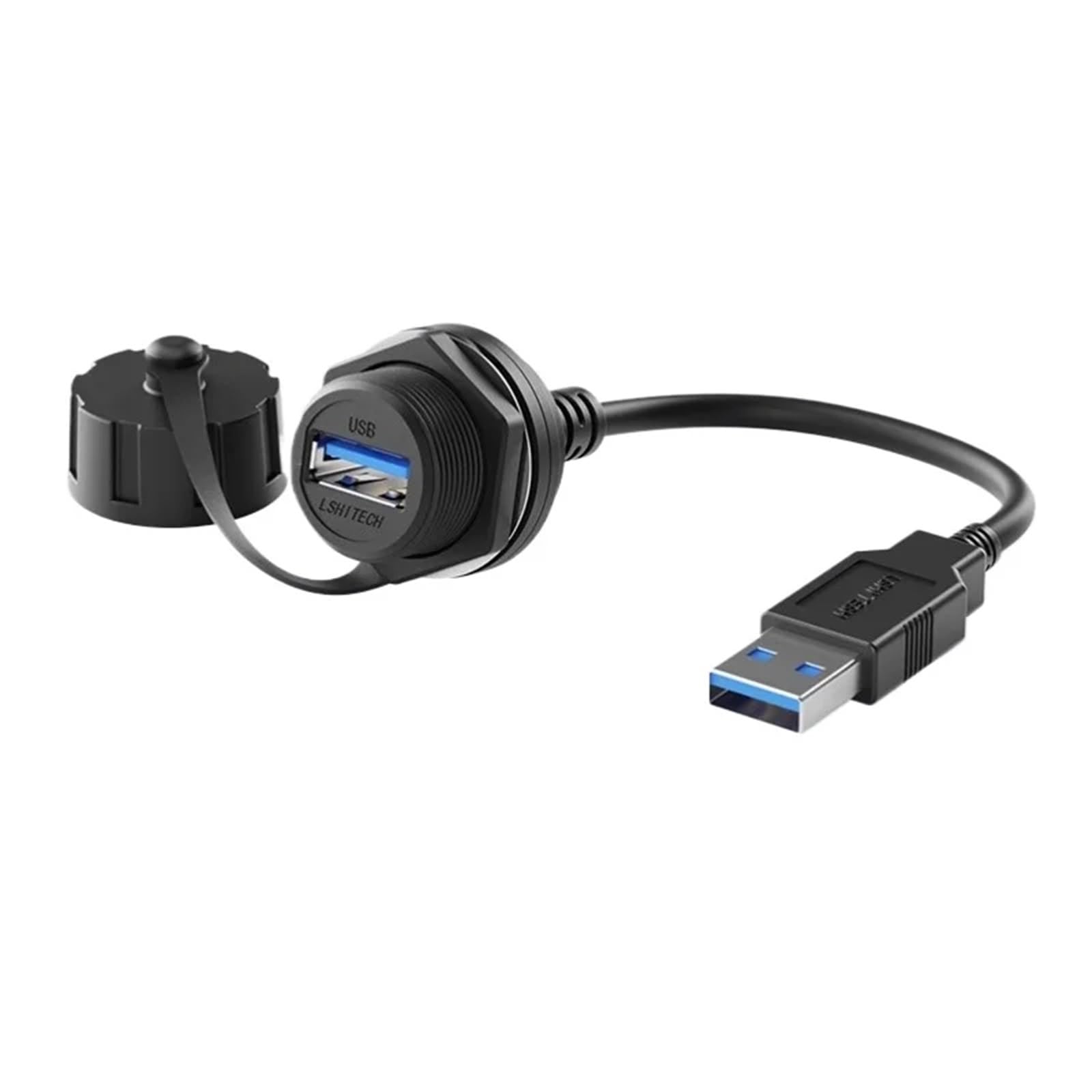 Cavo di prolunga con connettore USB 3.0 da 0,1 m a 4 m, adattatore rapido M20 a baionetta per auto, USB tipo A femmina a maschio, pannello dati (2 m USB3.0, dado in metallo)