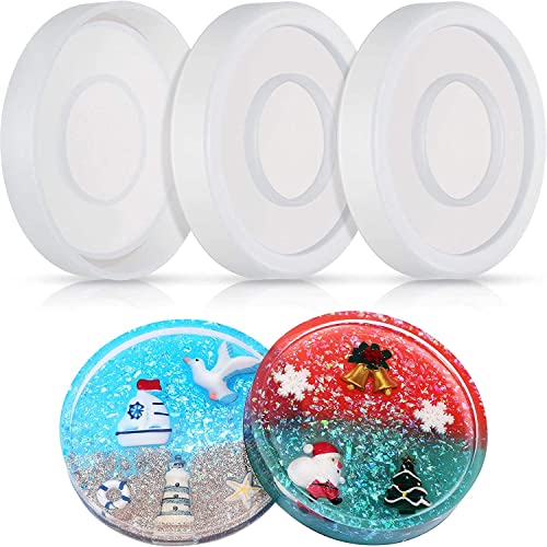 Image of SNOOGG Pack of 2 Silicone Moulds in Round BT Shape for Epoxy Resin Art, DIY, Casting,Making Coaster, Home Decoration, Cup Mat and More ..
