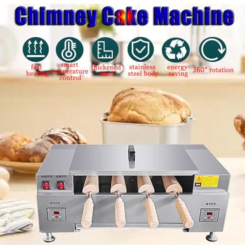 Generisch Piecyk kominkowy, 3000 W, grill komercyjny z 4 rolkami i cyfrowym wyświetlaczem do gofrów i bułek (wyświetlacz cyfrowy)