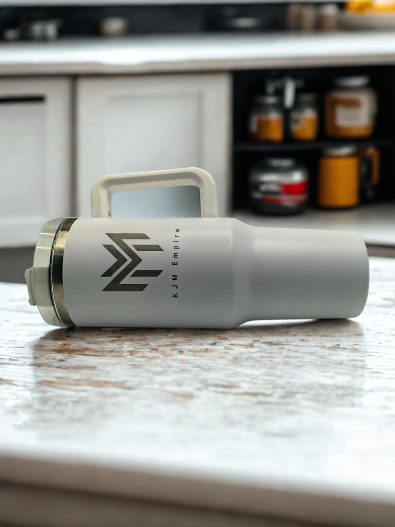 40 oz Stainless Steel Tumbler Cup with Handle – Double Wall Vacuum Insulated, Spill-Proof Lid, Travel Mug for Hot & Cold Drinks, White - Image 4