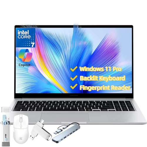 Samsung Galaxy Book4 Laptop Computer - Students and Business, 15.6' FHD, Intel Core 7-150U, 16 GB RAM 6000 MHz, 1 TB SSD, Copilot AI, Fingerprint, Backlit KB, Long Battery, Windows 11 Pro, W/Mouse