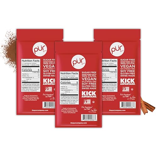 Image of PUR Gum | Aspartame Free Chewing Gum | 100% Xylitol | Natural Cinnamon Flavored Gum, 55 Pieces (Pack of 3)