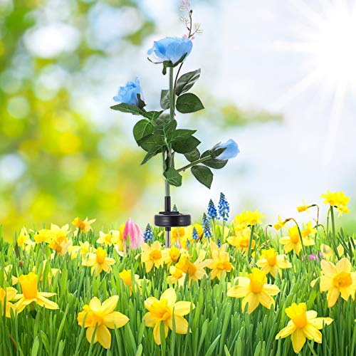 Yardwe 3-Cabeças de Flor Rosa Luzes Do Jardim Luzes Do Jardim Ao Ar Livre Solar Estaca Luz Solar Pai