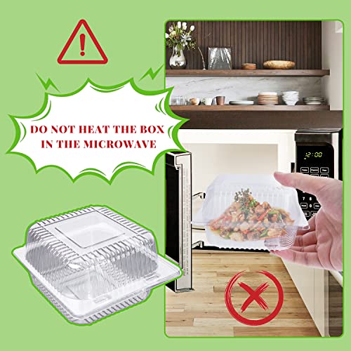 Hiqqugu 100 Pcs Plastic Hinged Take Out Containers Clamshell Take Out Tray, Clear Plastic Take Out Containers, For Sandwiches, Salads, Hamburgers, (5X4.7X2.8 In) #TOP4