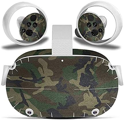 FOTTCZ Vinyl Decal Skin for Oculus Quest 2 VR Headset and Controllers, Sticker Decorate Virtual Reality Devices Protective Accessories – Jungle Camouflage