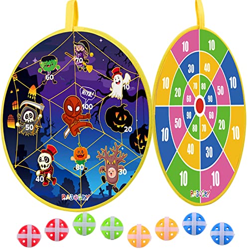 RaboSky Halloween Games for Kids Party, Double Sided Halloween Dart Board Toys Gifts for Kids 4 5 6 7 8+ Year Old, Fun Halloween Party Favors for Boys Girls Toddlers, 8 Sticky Balls