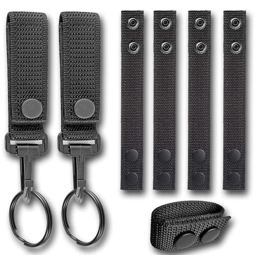 6Pcs Nylon Duty Belt Keepers for Duty Belt, Tactical Belt Loop Clip Molle Key Holder With Double Snaps - Police Security Law Enforcement Accessories