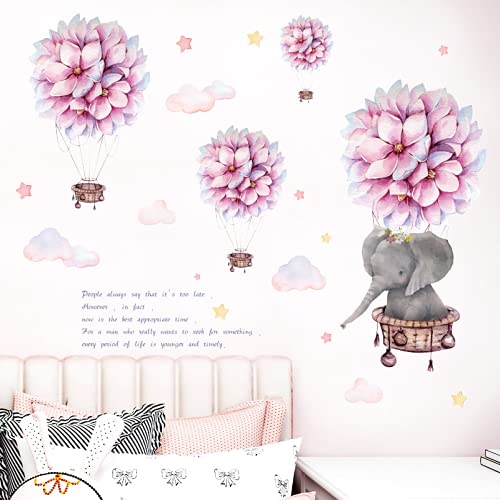 Elephant Wall Decals Removable Creative DIY Hot Air Balloon Wall Decor Stickers Peel and Stick Lotus Mural for Kids Baby Boy and Girls Bedroom Living Room Kindergarten Classroom Wall Decorations Elephant Wall Decals Removable Creative DIY Hot Air Balloon Wall Decor Stickers Peel and Stick Lotus Mural for Kids Baby Boy and Girls Bedroom Living Room Kindergarten Classroom Wall Decorations