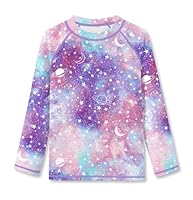 BesserBay Mädchen Schnelltrocknend Oberteil UV Shirt Langarm UPF 50+ Rundhalsausschnitt Rash Guard Rosa Lila 120