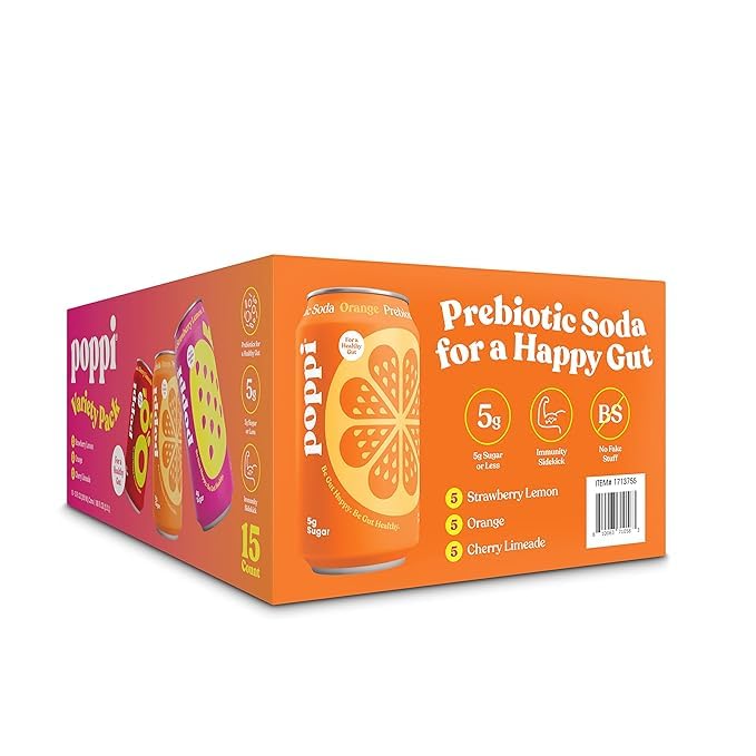 Popi Prebiotic Soda Variety Pack 12 Fluid Ounce (Pack of 15)