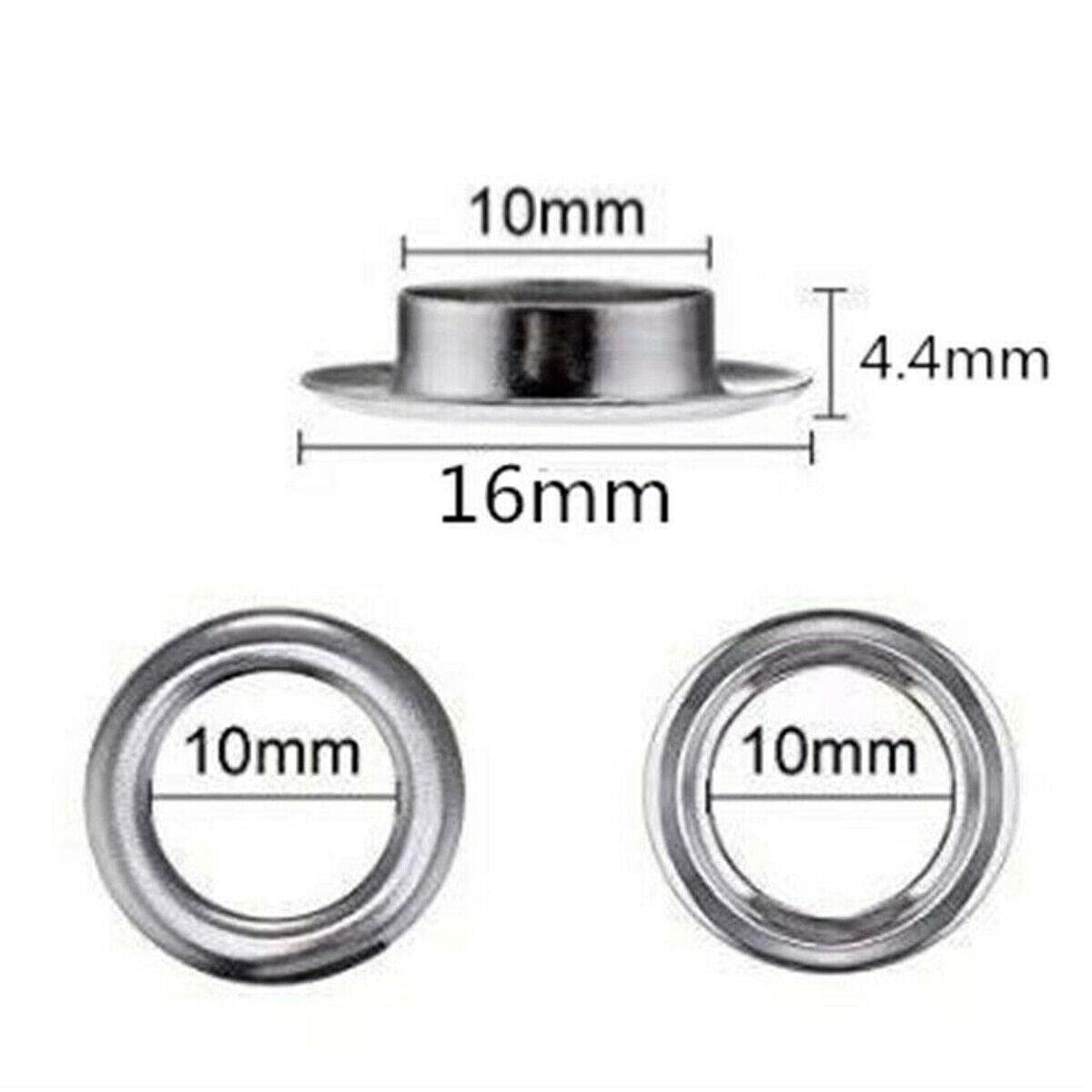 100 Set Ösenstanzer Werkzeugset Lederhandwerk Banner Kit Ösen Unterlegscheibe für DIY Kleidung Schuhe Gürteltasche Tülle - China, 10 mm Silber