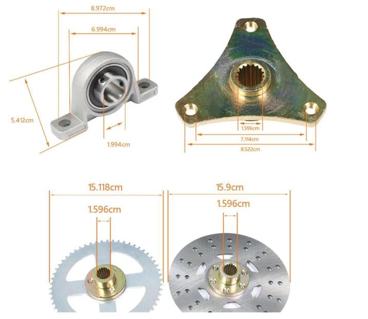 Aramox Eje Vivo Trasero Go Kart Kit de Montaje 29 Pulgadas con Piñón de Eje Cadena Pinza Disco Freno Bujes Rueda Repuesto para Quads