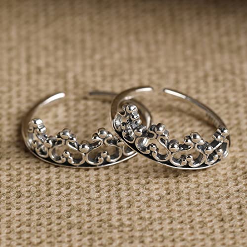 Image of Clara 925 Sterling Silver Size Adjustable Toe Rings Pair Gift for Women