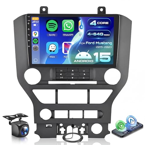 4 Core 4+64G for Ford Mustang 2015-2020 Car Radio Stereo Upgrade with DSP/32EQ Wireless Carplay Android Auto, Sellrich 9" 1280P IPS Touch Screen Radio Bluetooth 5.0 GPS WiFi FM/RDS SWC Backup Camera