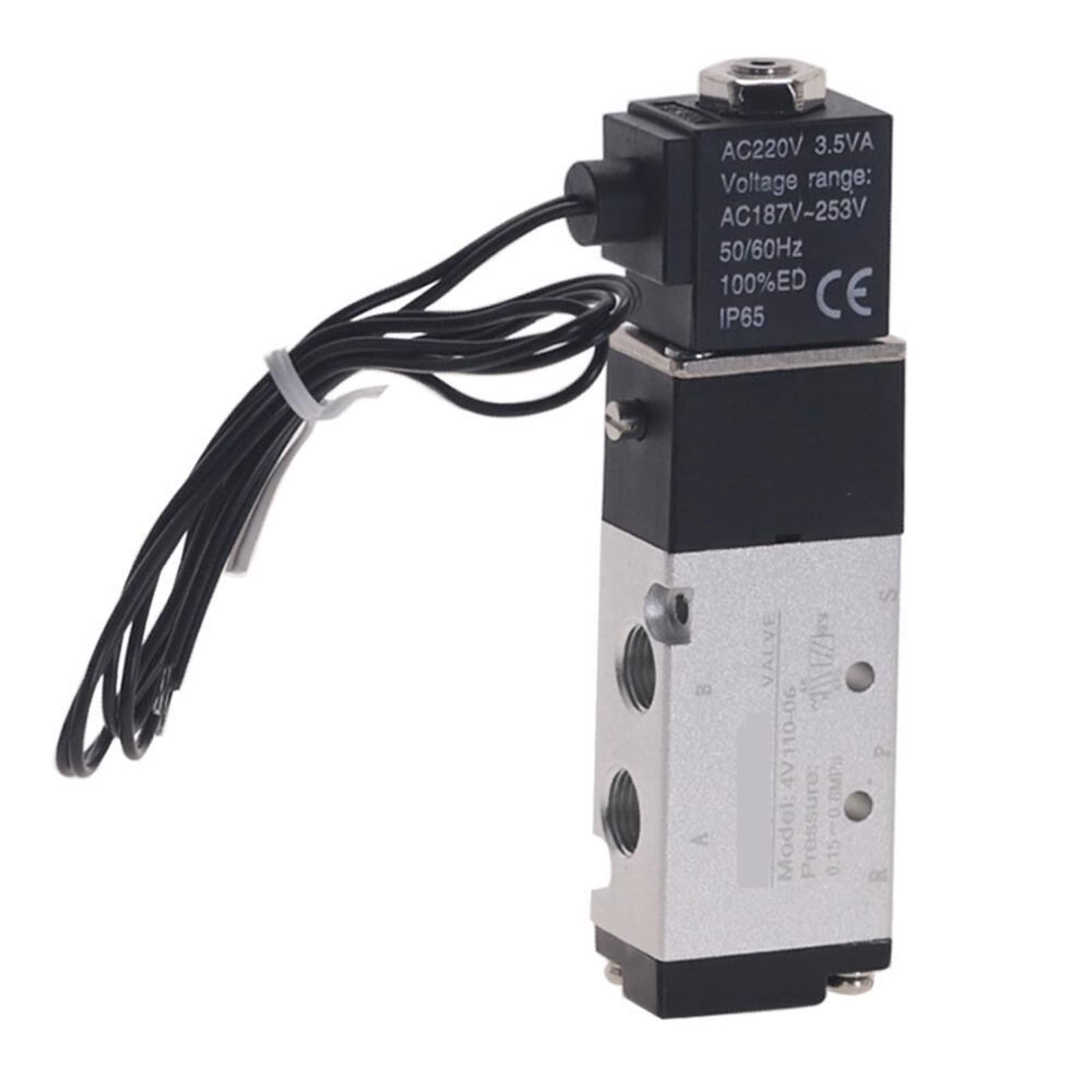 Electrovanne pneumatique 4V110-06 5/2 voies pour compresseur d'air AC 220V