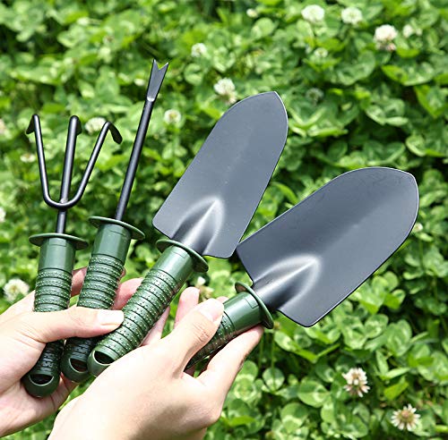 Generic Garden Tools Set 4 Piece, Gardening Hand Tools Work No-Slip Grip Trowel Transplanter Weeder Hand Rake, for Planting Potted Succulent Plants, for Transplantation and Excavation, Green, Ztao33 - Image 3