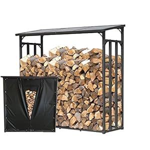 QUICK STAR Metalen brandhoutrek antraciet XXL 185 x 70 x 185 cm Tuin brandhoutopslag 2,3 m3 stapelhulp buiten met…