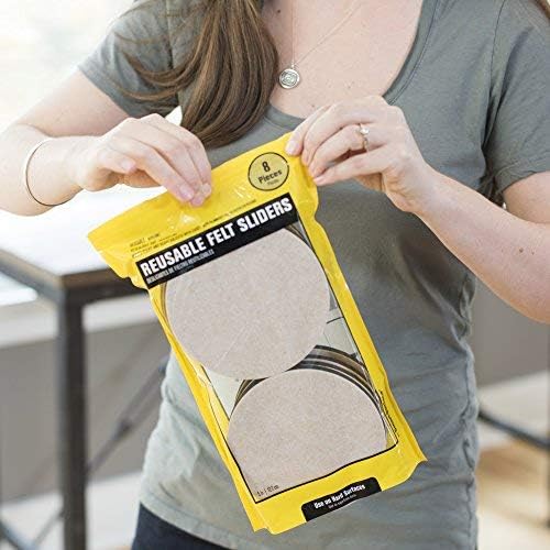 Miniatura 6 de Smart Surface 8154 - Deslizadores móviles reutilizables de fieltro para muebles de 5 pulgadas, redondos, grandes, paquete de 8 en bolsa resellable