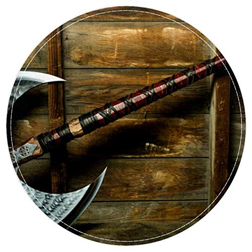 EZIOLY AXE Non Slip Washable Round Area Rug Bath Mat Floor Mat for Living Room Bedroom Kitchen Baby Playroom 40x40 cm