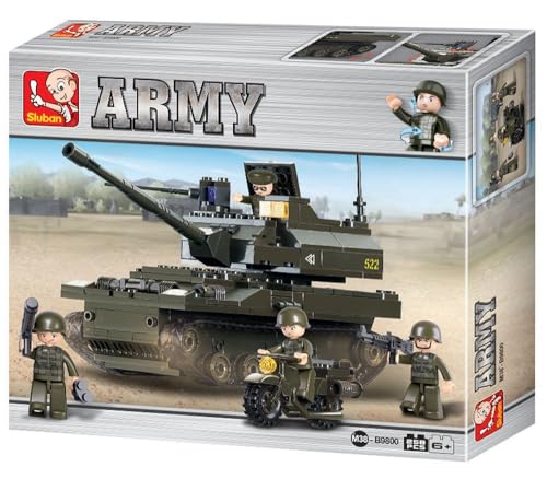 Sluban Klemmbausteine Panzer I (258 Teile), Spielset, Steckbausteine, mit Spielfigur, für Kinder ab 4 Jahren, Mehrfarbig