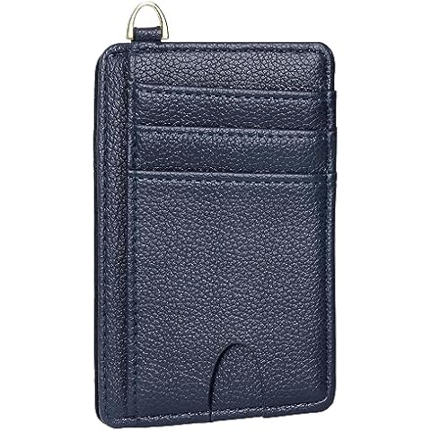 OIDERY Slim Minimalist Wallet Front Pocket RFID Blocking Card Holder Wallets for Men Women (Lichee Dark Blue) Cover