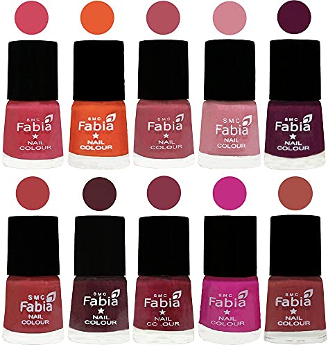 Image of ALL IN ONE (PACK OF 10), Long Lasting Glossy Nail Polish, 6 ml Each, All Vibrant Colours,02135