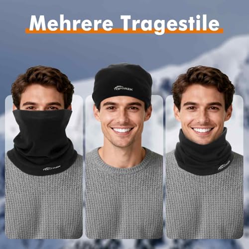 toptrek Schlauchschal Herren Damen Winter, Winddicht Warm halstuch, Hochelastisch Atmungsaktiv Halswärmer, Multifunktionstuch für Outdoor Laufen Radfahren Skifahren Motorradfahren