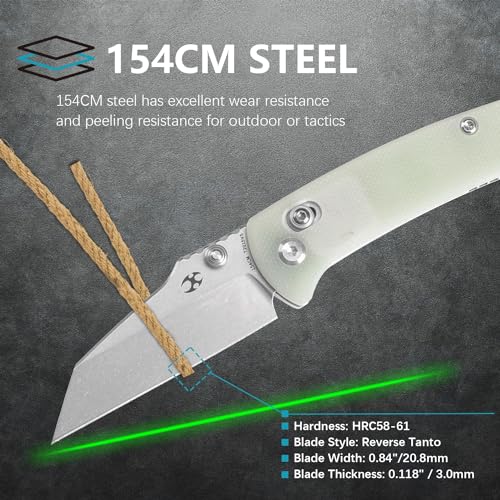 Axis Lock Camping Knife - 2.26" Stonewashed 154CM Blade with Jade G10 Handle