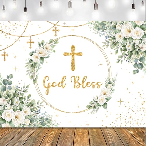 Fondo decorativo God Bless 8x6ft blanco miniatura 1