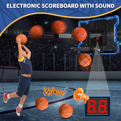 Mini-Basketball-Hoop-Indoor-with-Scoreboard-Door-Basketball-Hoop-with-3-Balls-Inflator-Basketball-Toy-Gifts-for-Kids-Boys-Girls-Teens-Adults-Suit-for-BedroomOfficeOutdoorPool-Blue Mini Basketball Hoop Indoor with Scoreboard Door Basketball Hoop with 3 Balls Inflator Basketball Toy Gifts for Kids Boys Girls Teens Adults Suit for BedroomOfficeOutdoorPool Blue