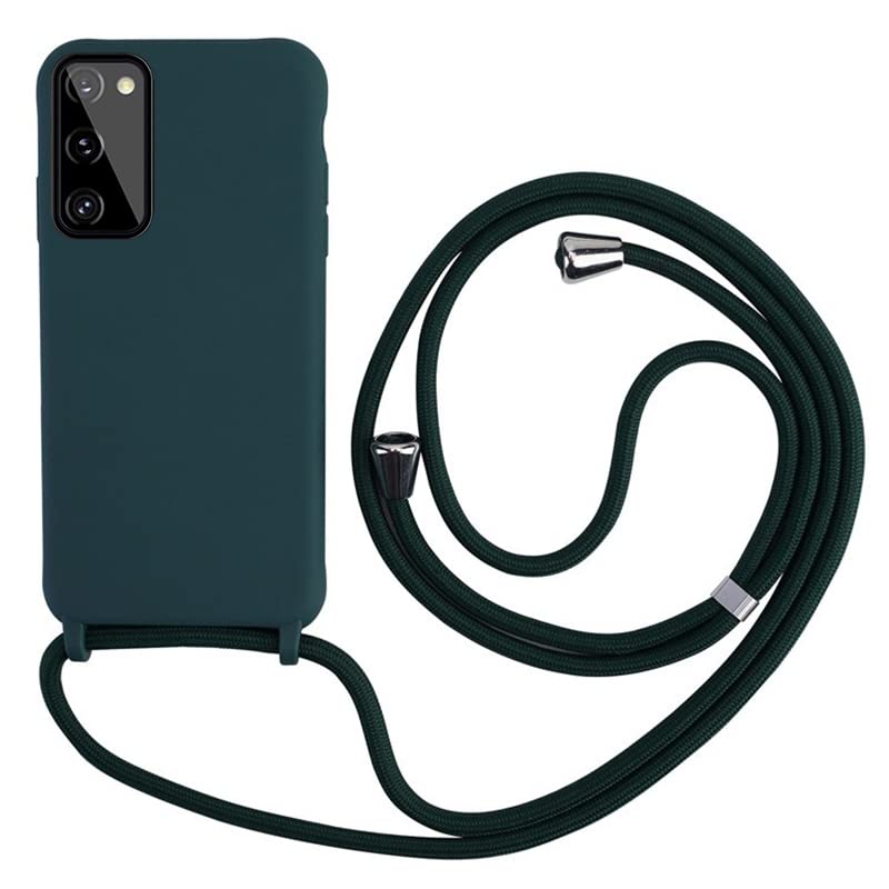 Keteen handyband hülle für Samsung Galaxy S20 FE Handyhülle mit Band Slim Silikon S20 FE hülle mit Abnehmbar Kordel Stossfest Bumper Cover zum Umhängen Necklace Handyhülle für Samsung S20 FE-Grün