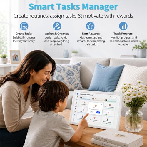 Image of 10 inch Digital Calendar Digital Picture Frame Electronic Calendar - Interactive Smart Family Planner, No Subscription, Chore Chart, Meal Planner, Star Reward, Sync Cal Via App, Gift for Mom Dad